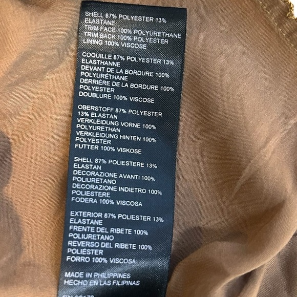 By Anthropologie Faux Suede Shell Mini Dress- Brown with Black Trim- Size Medium - Picture 9 of 11